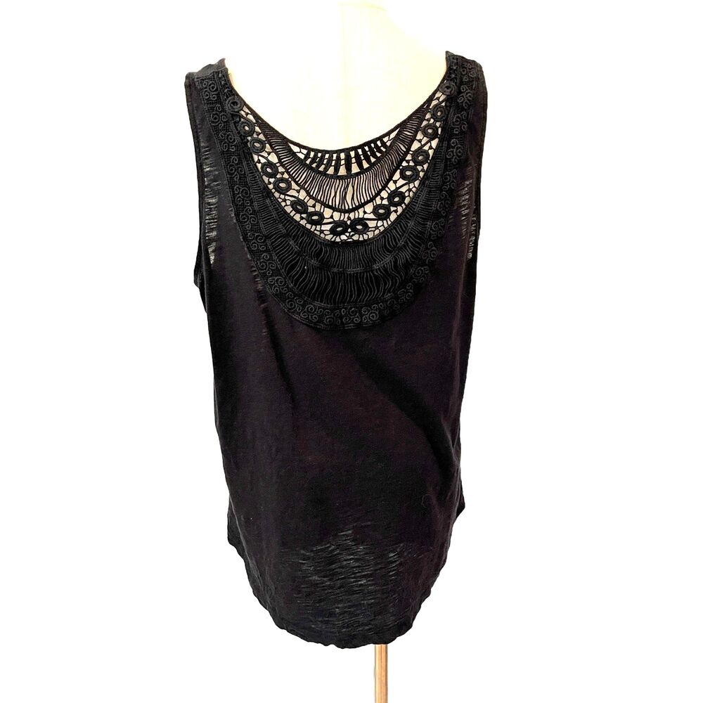 Torrid Black Tank Top Back Crochet Cotton L/12/0 Boho Summer Modal - Picture 2 of 8